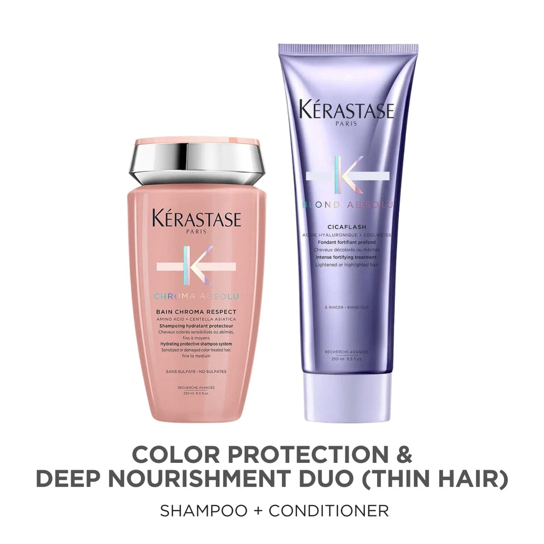 Kérastase Chroma Absolu Sulfate-Free Shampoo & Blond Absolu Cicaflash Conditioner Duo (Thin Hair) - HairMNL
