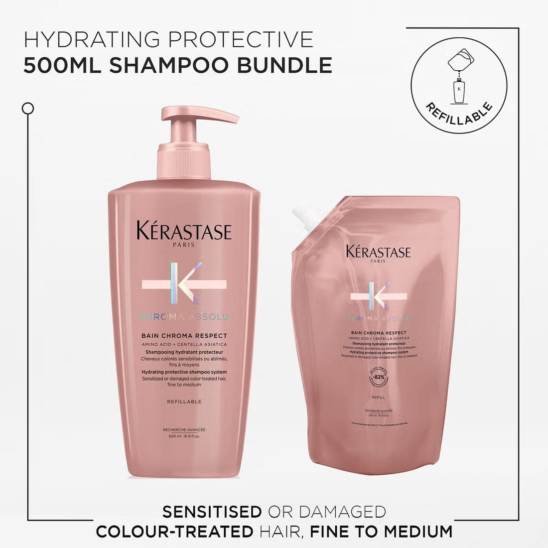 HairMNL Kérastase Chroma Absolu Sulfate-Free Hydrating Protective Shampoo Refill Duo (Thin Hair) 500ml