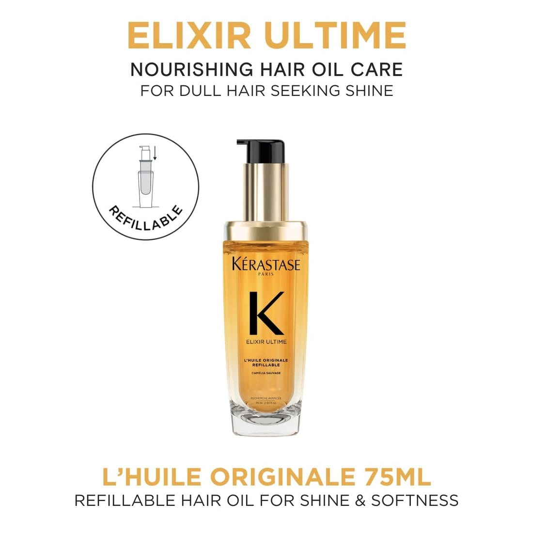 Kérastase Elixir Ultime Original Hair Oil Refillable 75ml - HairMNL