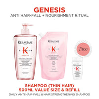 Kérastase Genesis Anti Hair-Fall Fortifying Shampoo for Thin Hair Refill Duo 500ml with Free Premiere Shampoo 30ml - HairMNL