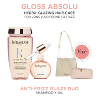 Kérastase Gloss Absolu Anti-Frizz Glaze Duo FREE Slouch Tote Pink Makeup Pouch - HairMNL