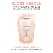 Kérastase Gloss Absolu Hydra-Illuminating Shampoo Refill Pouch 500ml - HairMNL