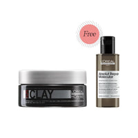 L'Oreal Professionnel Homme Strong Hold Matte Clay 50ml with Free Absolut Repair Molecular Rinse-Off Serum 75ml - HairMNL
