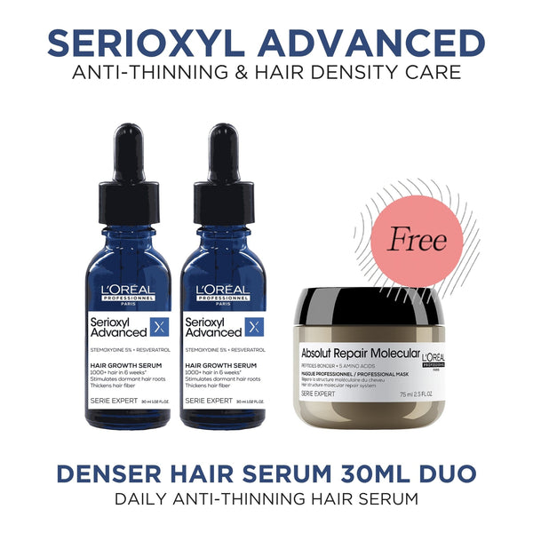 L'Oréal Professionnel Serioxyl Advanced Densifying Hair Serum 30ml Duo L'Oréal Professionnel Serioxyl Advanced Densifying Hair Serum 30ml Duo