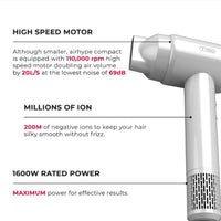 TYMO Airhype Compact High Speed Hair Dryer White HC-603W - HairMNL