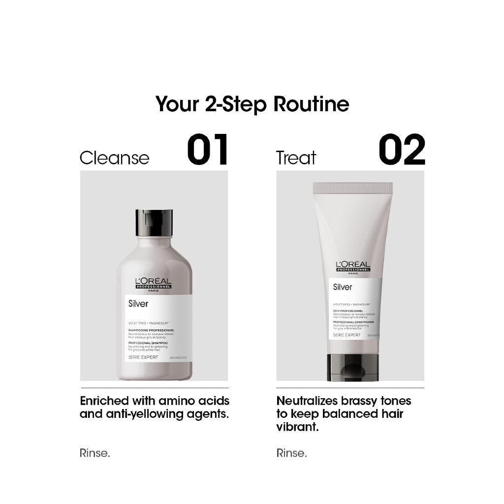 L'Oréal Professionnel Serie Expert Silver Anti-Brass Shampoo & Conditioner Duo 2 Step Routine - HairMNL