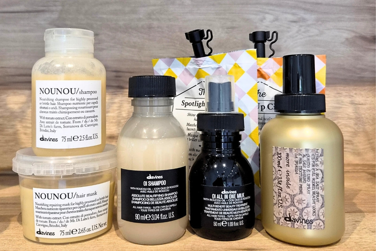 Davines travel sizes to pack — OI minis, NOUNOU 75ml duo, Sea Salt Spray 100ml and Circle Chronicles masks at HairMNL Philippines
