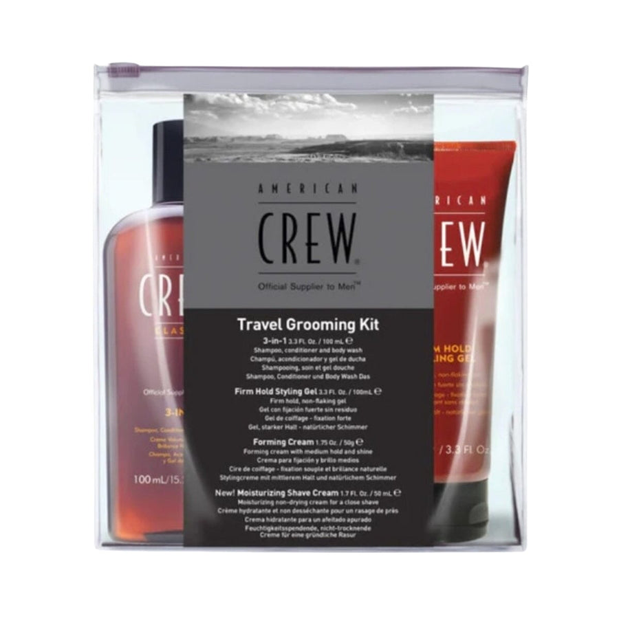 American Crew Travel Grooming Kit - 3-in-1 Shampoo Conditioner Body Wash, Gel, Forming Cream, Shave Cream - HairMNL