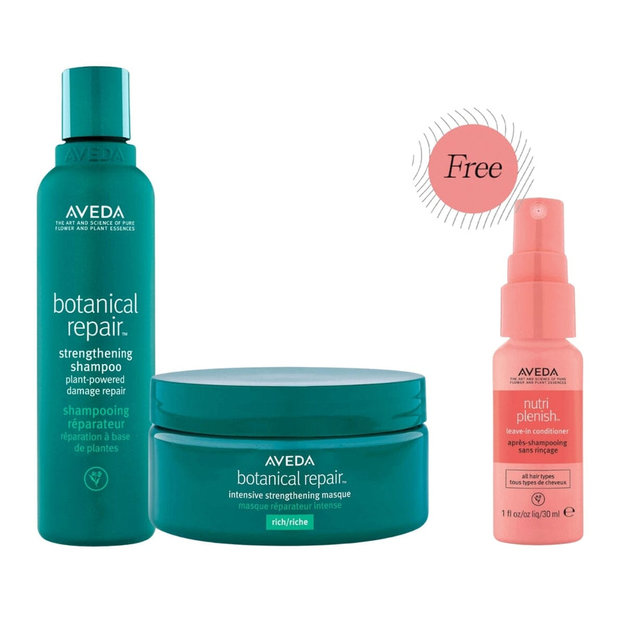 AVEDA Botanical Repair Ultimate Damaged Repair and Anti-Split Ends Set with FREE Nutriplenish Leave-In Conditioner 30ml - HairMNL