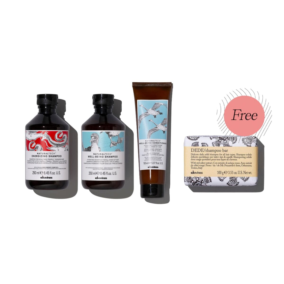 Davines Energizing & Well-Being Anti-Hairfall Set w/ FREE Davines DEDE Shampoo Bar