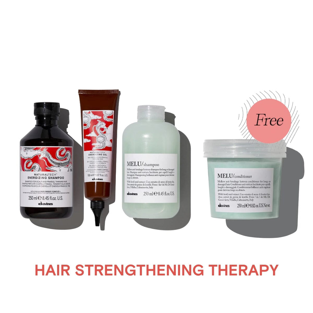 Davines Energizing and MELU Hair Strengthening Therapy Set w/ FREE MELU Conditioner 250ml - HairMNL