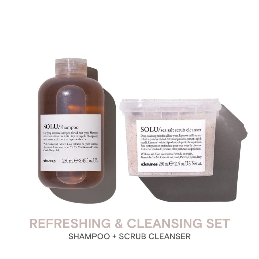 Davines SOLU Shampoo 250ml Sea Salt Scrub Cleanser 250ml Refreshing Cleansing Set - HairMNL