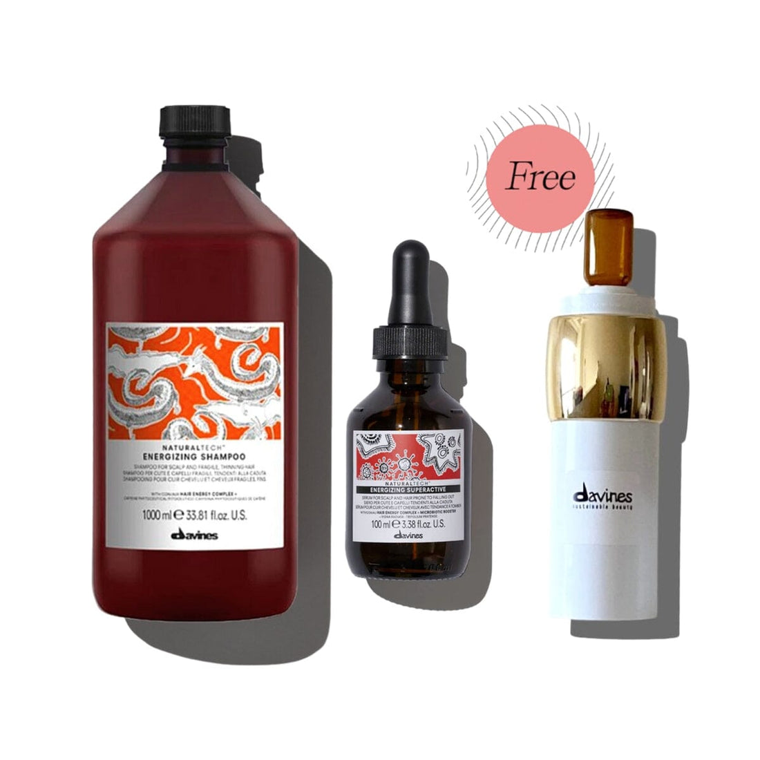 Davines Energizing Shampoo 1000ml Energizing Superactive 100ml FREE Hair Serum Diffuser - HairMNL