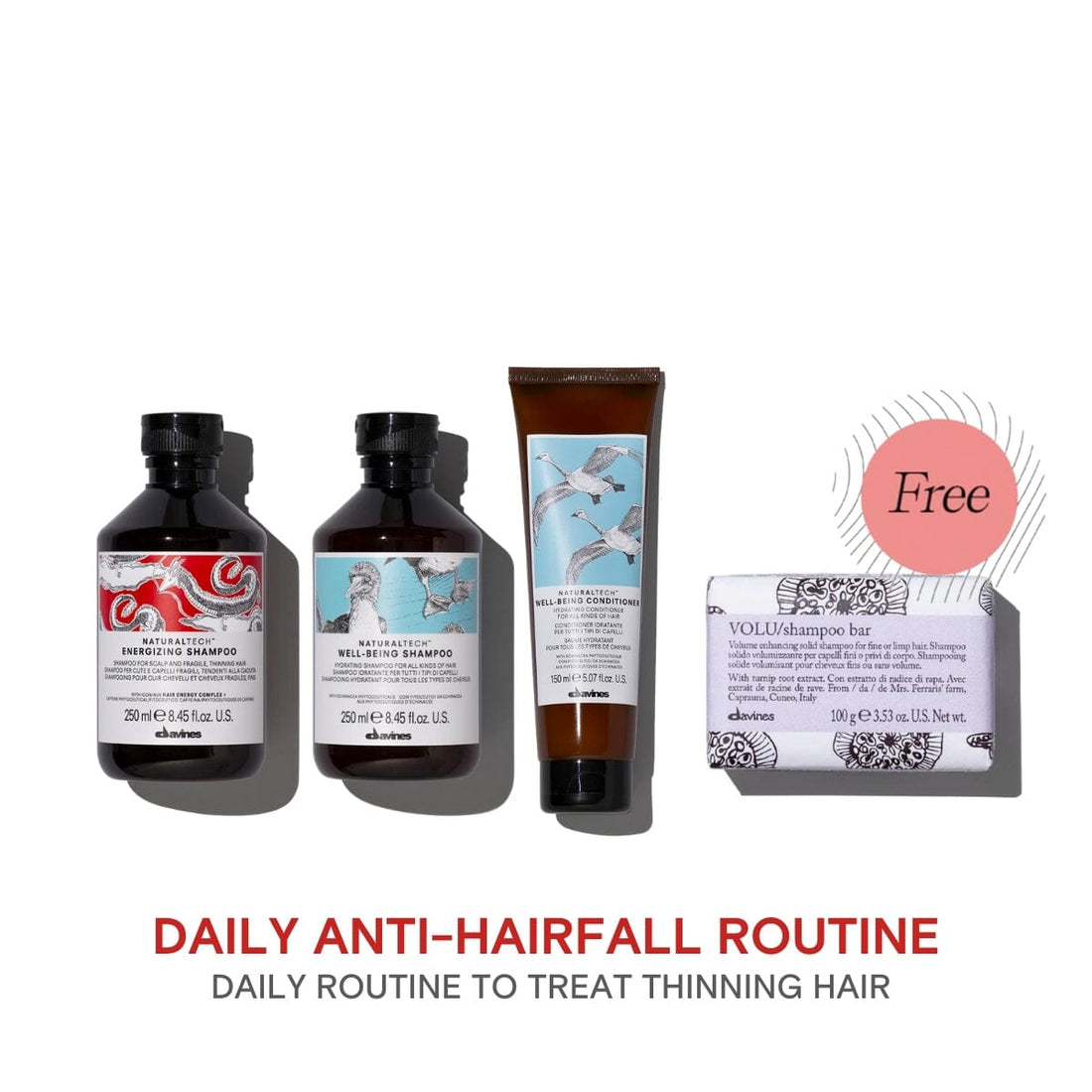 Davines Energizing & Well-Being Anti-Hairfall Set with Free Volu Shampoo Bar - HairMNL