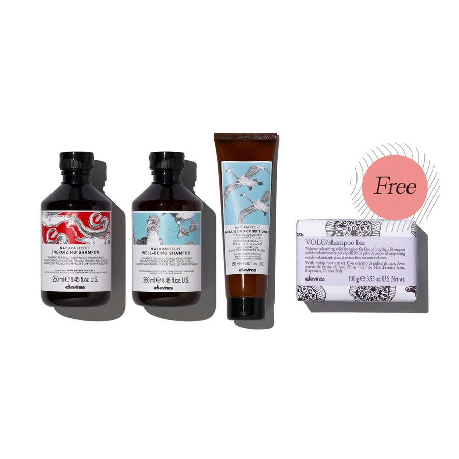 Davines Energizing & Well-Being Anti-Hairfall Set with Free Volu Shampoo Bar - HairMNL