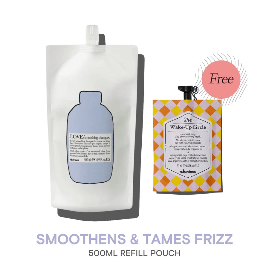 Davines LOVE Smooth Shampoo Refill Pouch 500ml with FREE The Wake-Up Circle 50ml - HairMNL