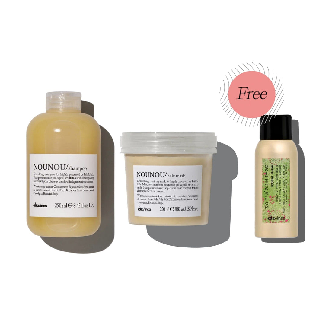 Davines NOUNOU Shampoo & Mask Duo with Free Strong Hairspray - HairMNL