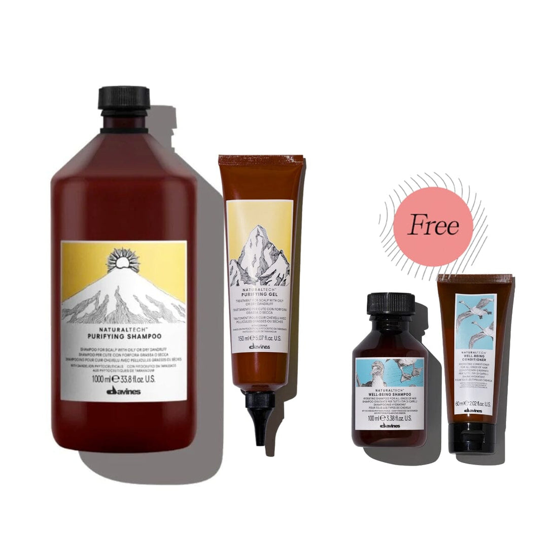 Davines Purifying No Flakes Liter Set with FREE Well-being Shampoo 100ml and Conditioner 60ml - HairMNL