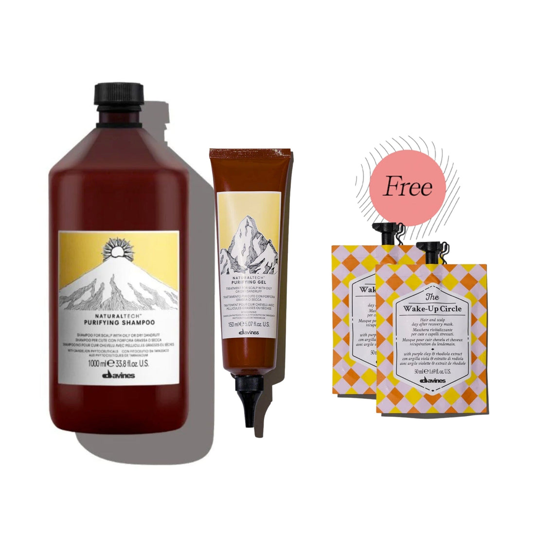 Davines Davines Purifying Anti-Dandruff No Flakes Liter Set (2) FREE The Wake-up Circle Mask | Shampoo 1L + Gel 150ml