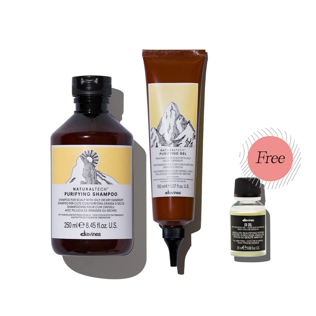 Davines Davines Purifying Anti-Dandruff No Flakes Set FREE OI Oil 20ml | Shampoo 250ml + Gel 150ml