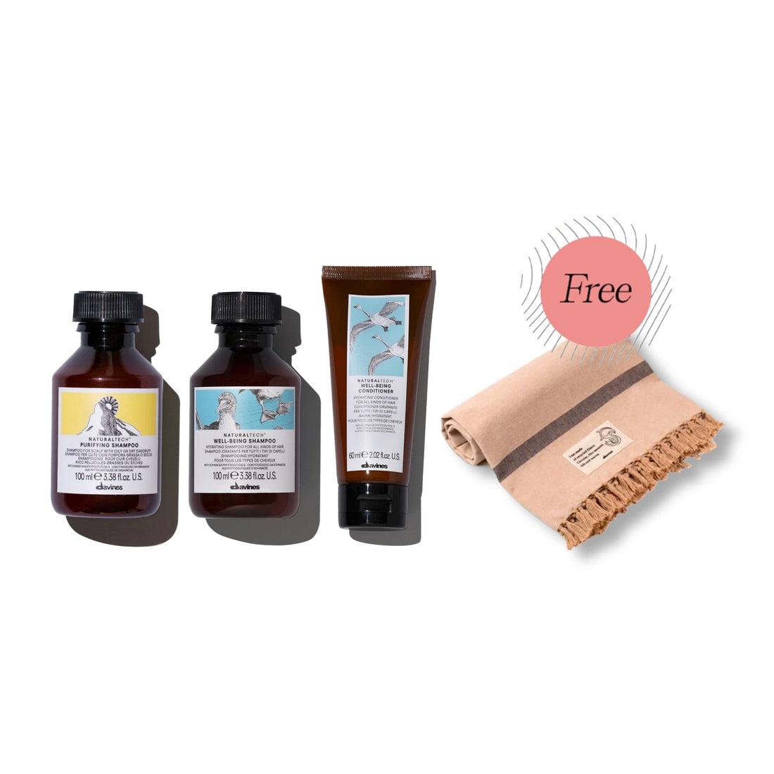 Davines Davines Purifying & Well-Being Daily Anti-Dandruff Travel Set FREE Beach Towel | Purifying 100ml + Well-Being Shamp 100ml & Cond 60ml