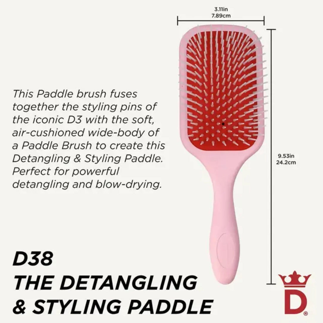Denman Detangling & Styling Paddle Brush Pink Crush - HairMNL