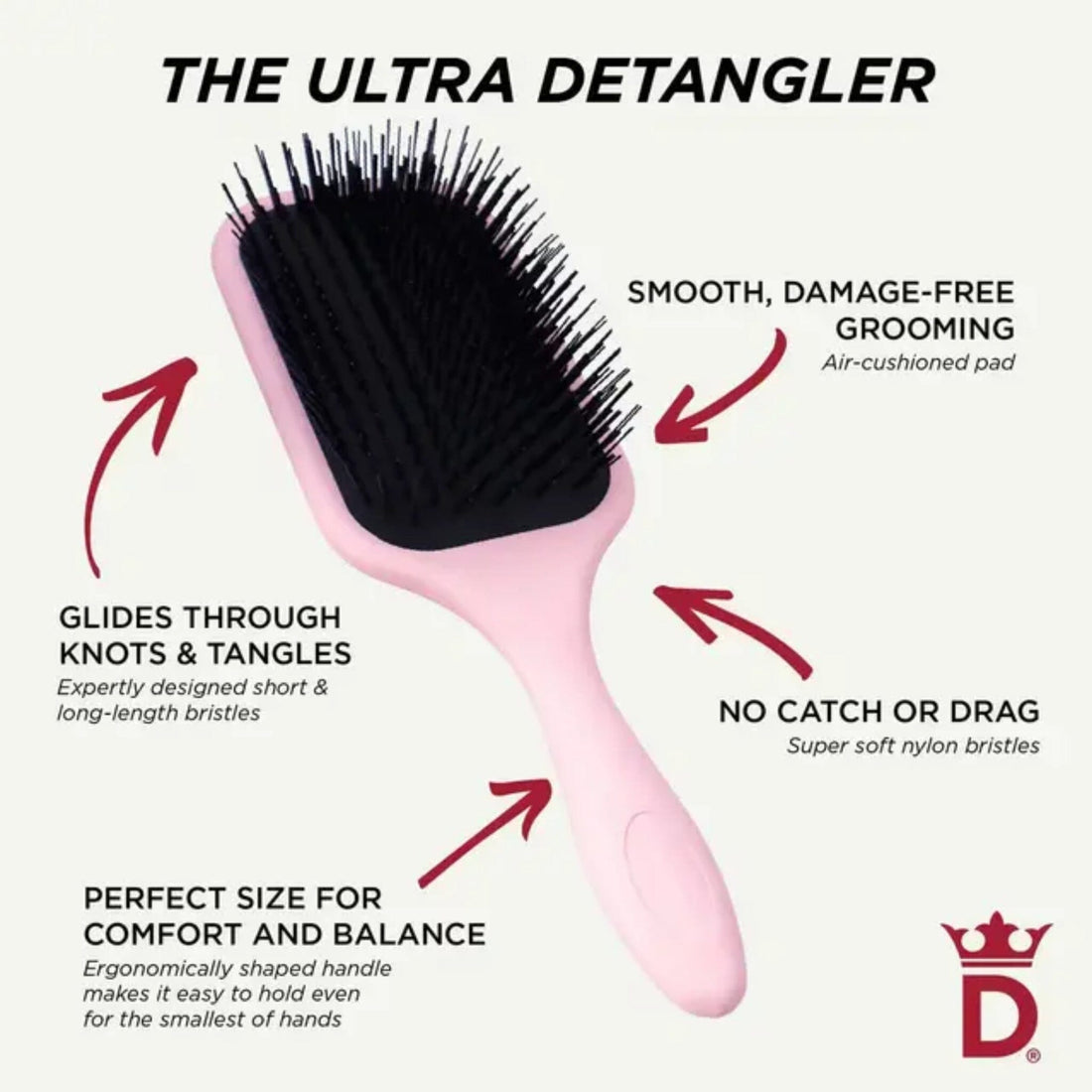 Denman Tangle Tamer Ultra Pink Crush - HairMNL