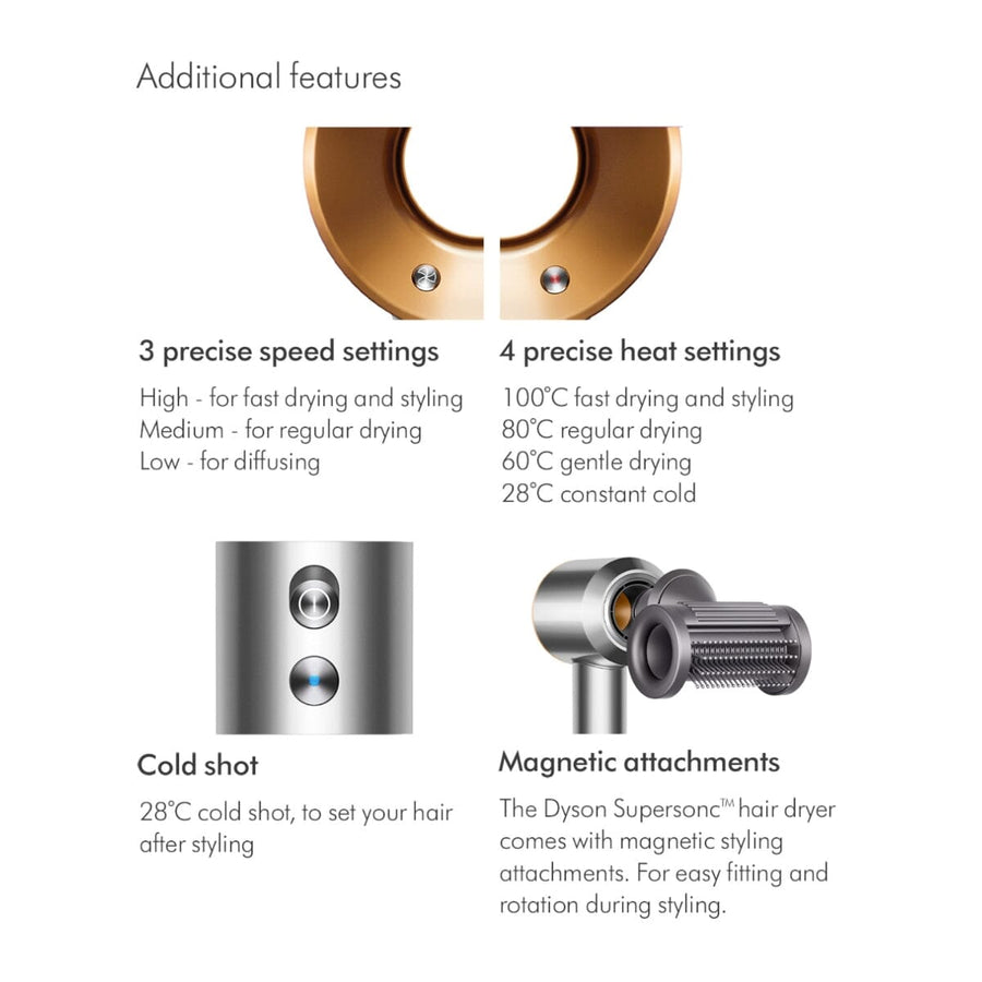 Dyson Supersonic Hair Dryer HD15 with Flyaway Smoother - Bright Nickel/Bright Copper - HairMNL