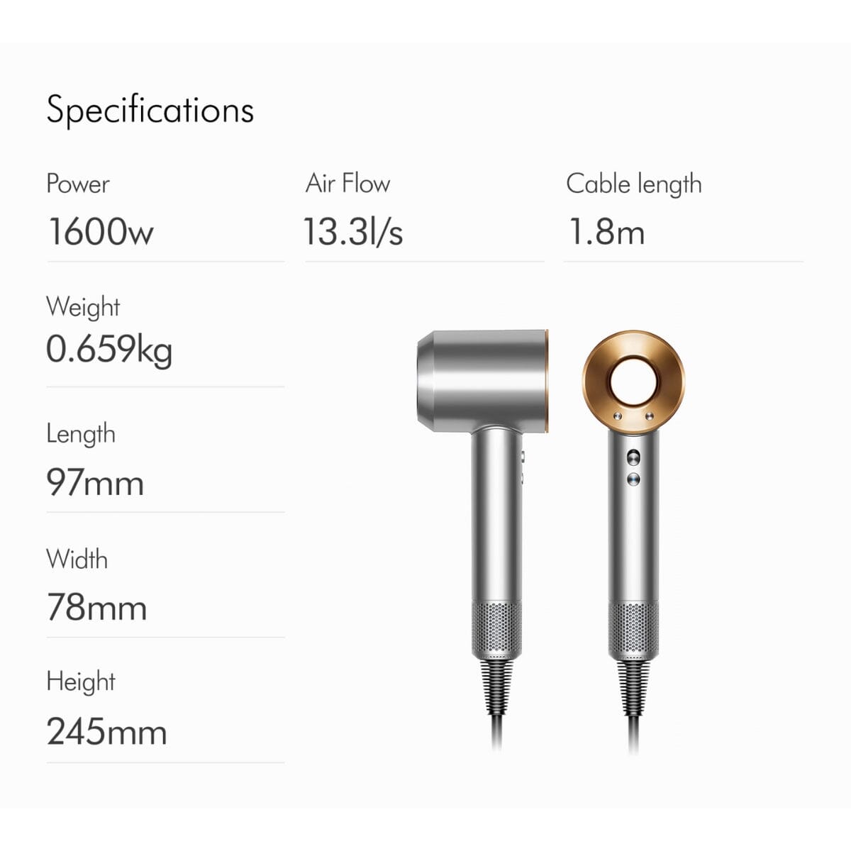 Dyson Supersonic Hair Dryer HD15 with Flyaway Smoother - Bright