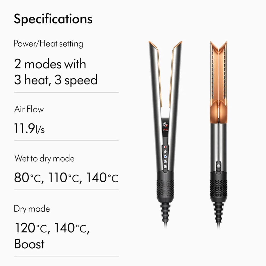 Dyson Airstrait Straightener - Bright Nickel/Rich Copper Specifications - HairMNL