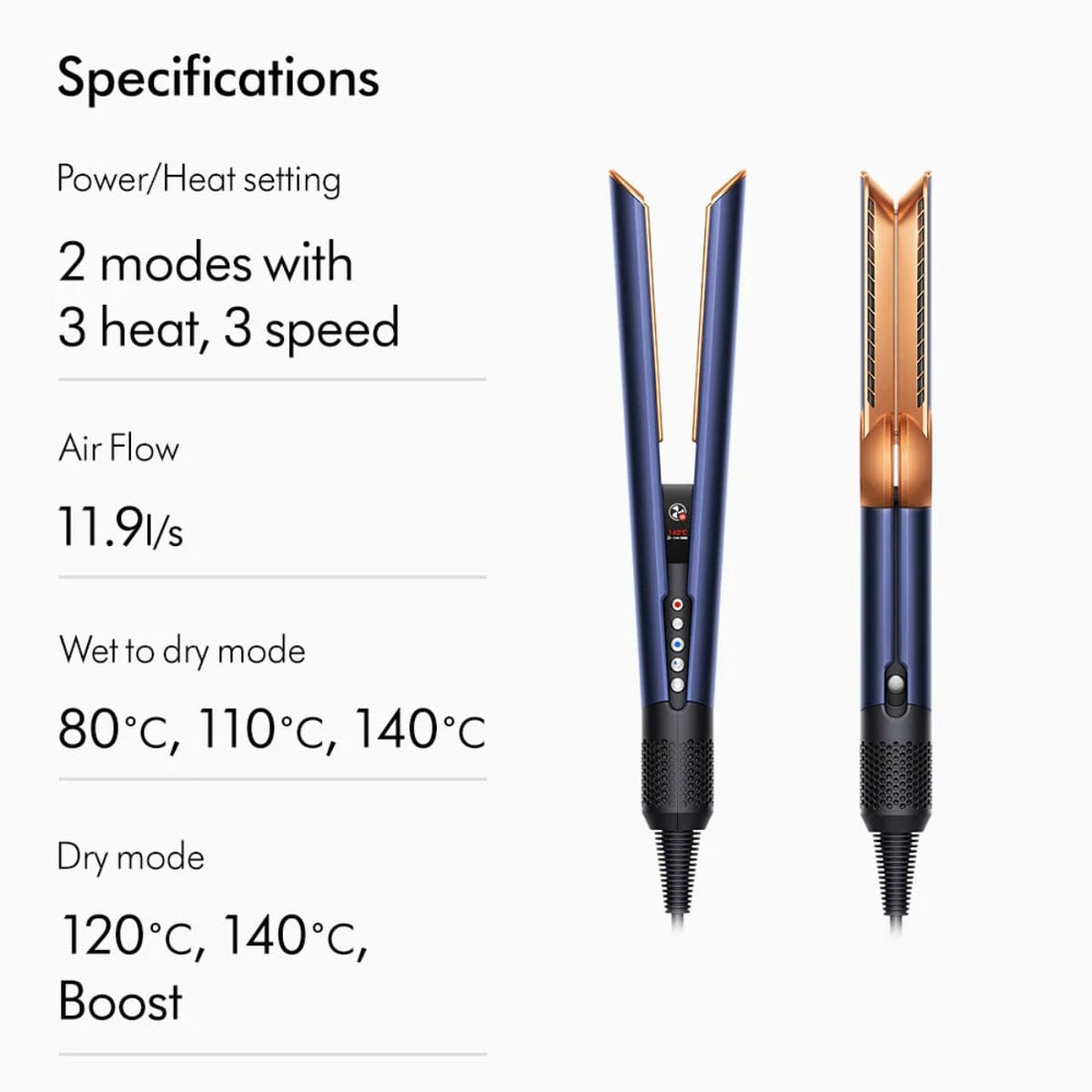 Dyson Airstrait Straightener - Prussian Blue/Rich Copper Specifications - HairMNL