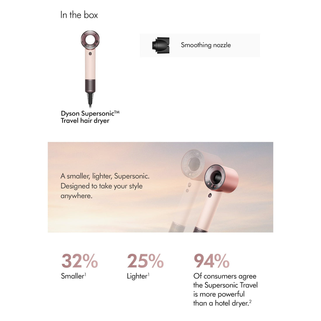 Dyson Supersonic Travel Hair Dryer - Ceramic Pink