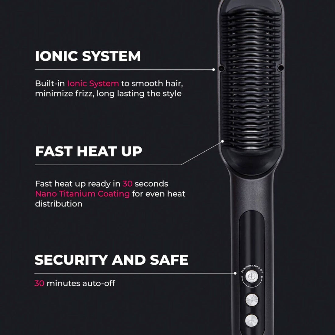 TYMO Ring Plus Ionic Straightening Comb HC-103 Features