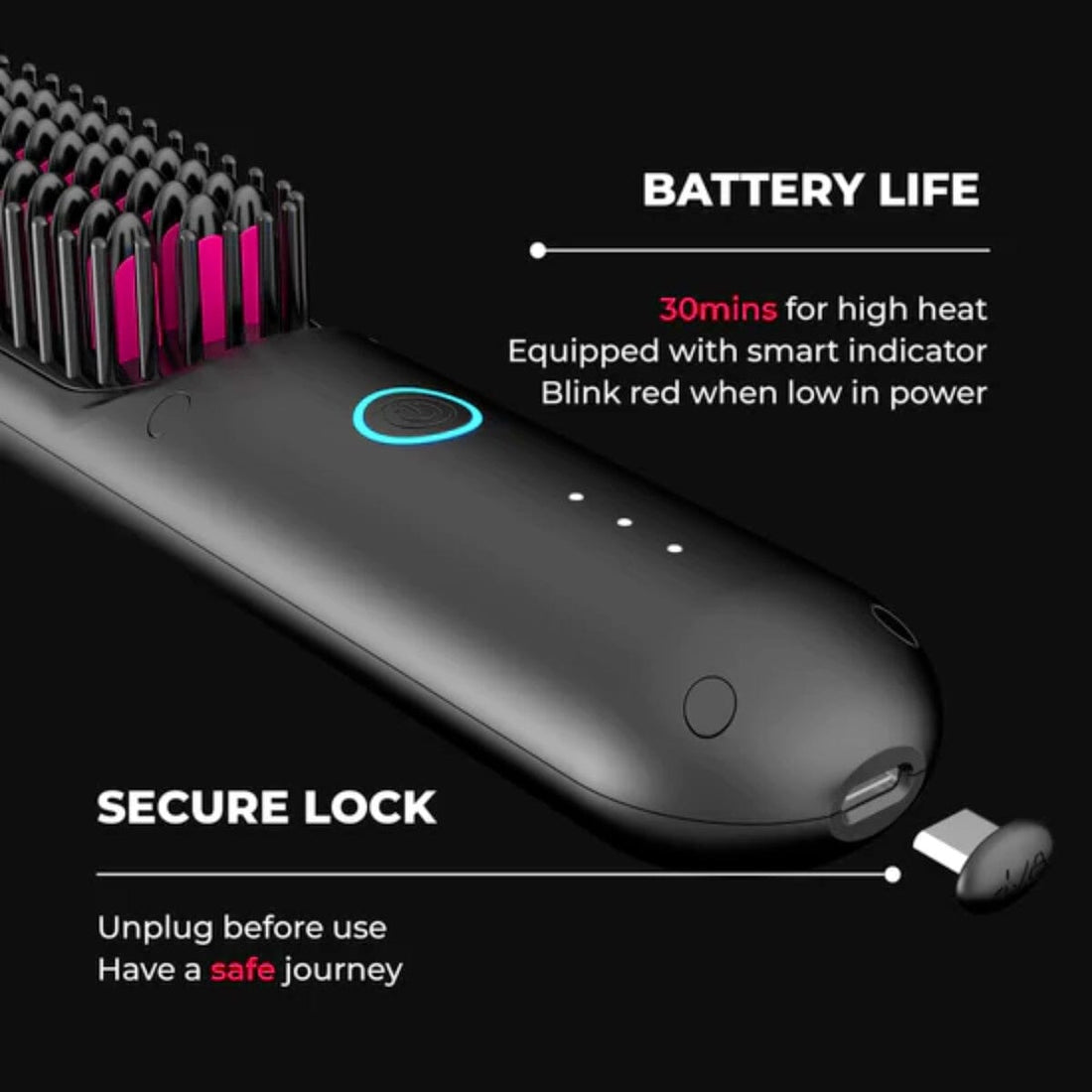 TYMO Porta Portable Hair Straightening Brush HC-120 Features