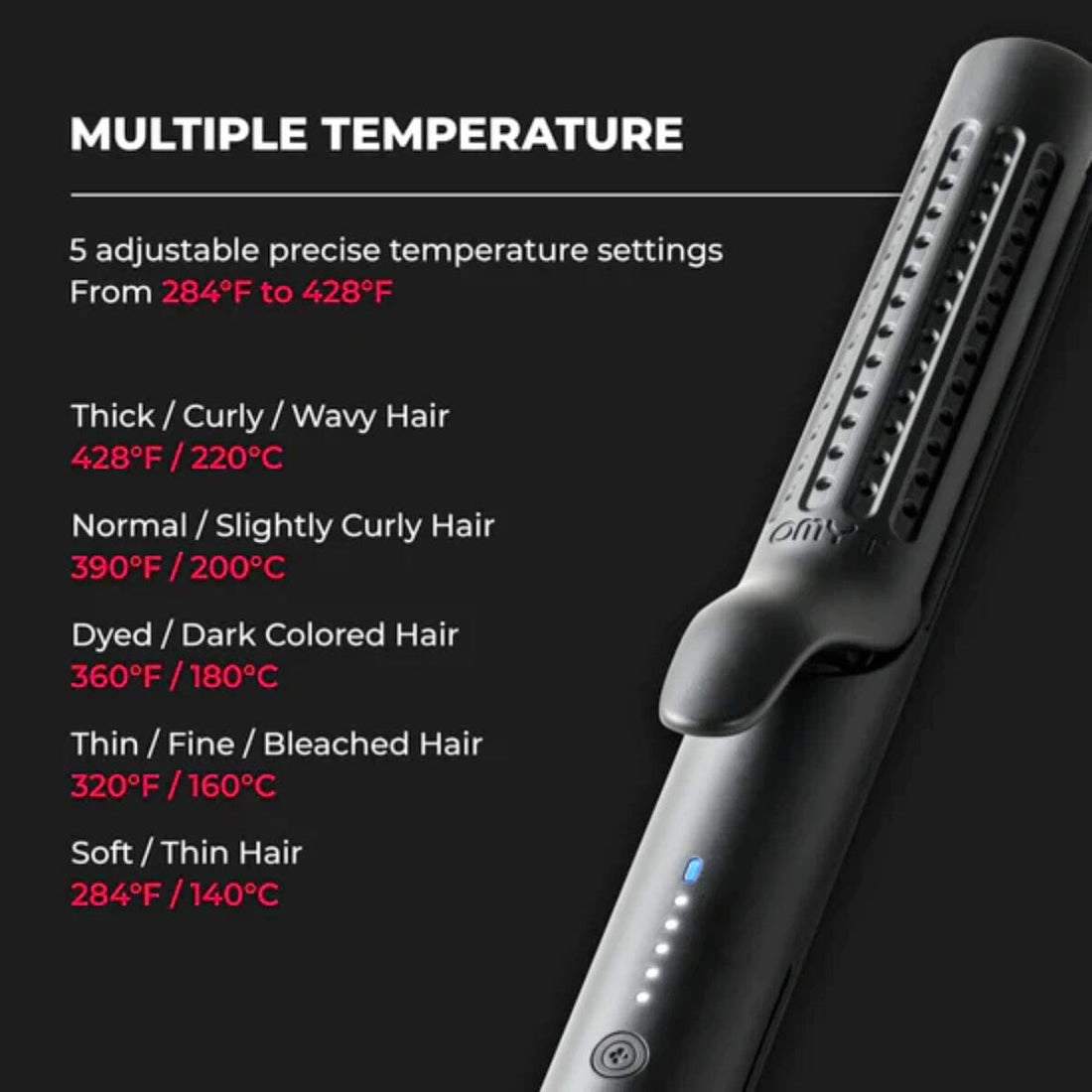 TYMO Airflow 2-in-1 Hair Curler Straightener Black HC-506 Features