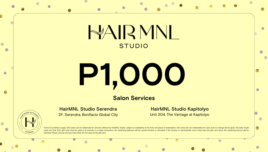 HairMNL HairMNL Gift Cards HairMNL Studio Salon Services E-Gift Card ₱1,000.00 