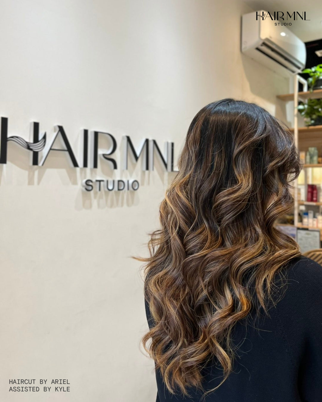 Caramel balayage by a HairMNL Studio stylist, photographed at the studio