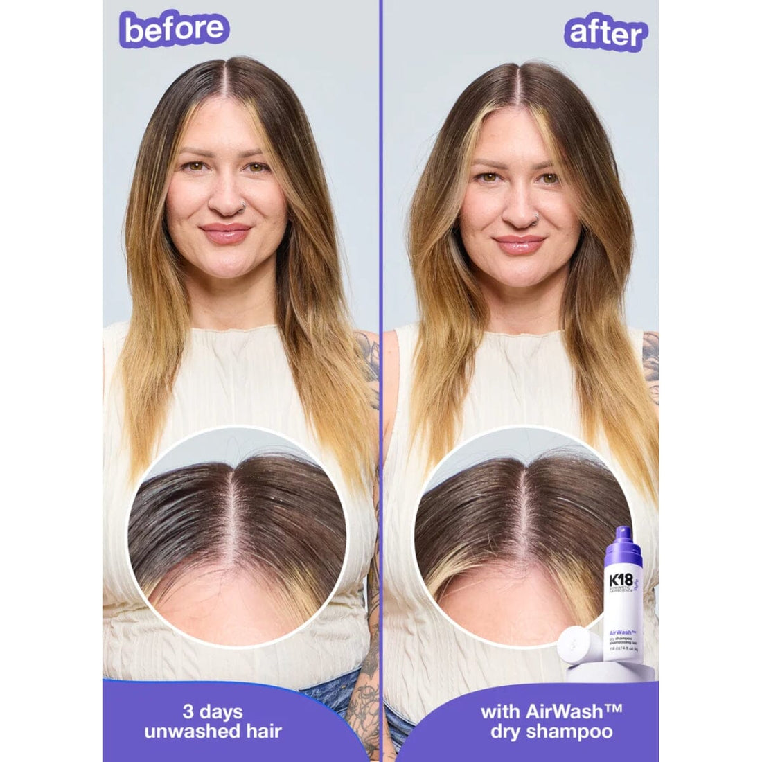 K18 AirWash Dry Shampoo 118ml Results - HairMNL