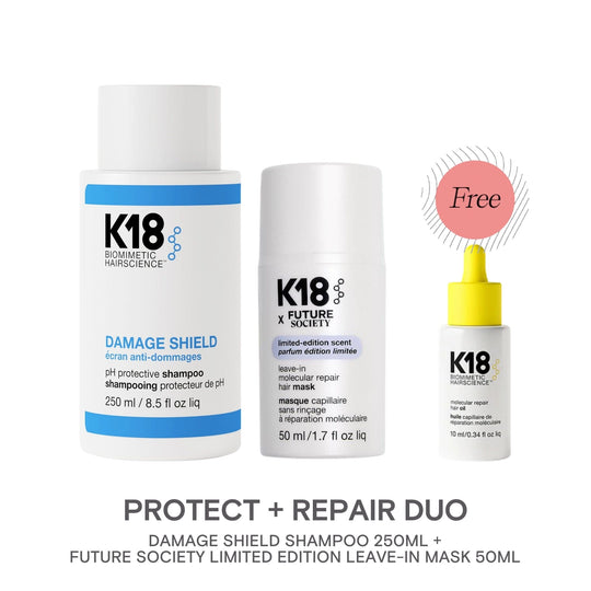 K18 K18 Damage Shield PH Protect Repair Shampoo & Limited Edition Mask x Future Society Duo