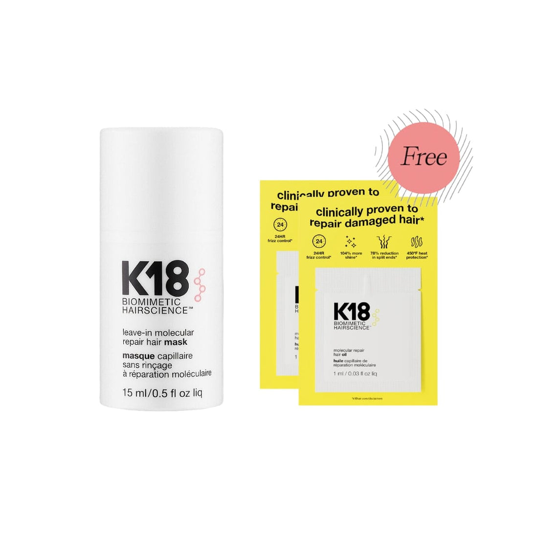 HairMNL K18 K18 Leave-In Molecular Repair Hair Mask (2) FREE Hair Oil 1ml + Mask 15ml 