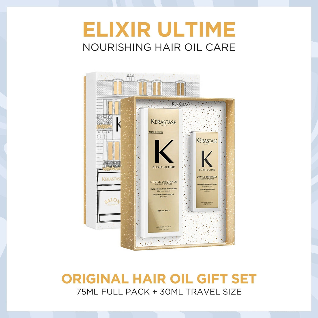 Kérastase Elixir Ultime Hair Oil 75ml Full Pack 30ml Travel Size Duo Holiday Gift Set - HairMNL