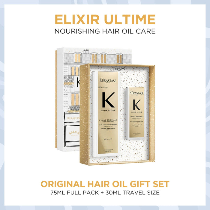 Kérastase Elixir Ultime Hair Oil 75ml Full Pack 30ml Travel Size Duo Holiday Gift Set - HairMNL