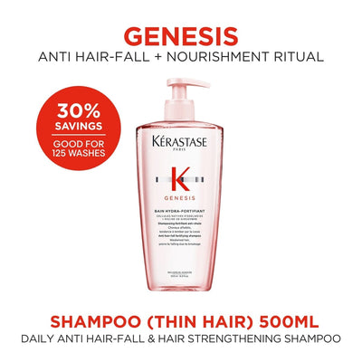 Kérastase Genesis Anti Hair-Fall Fortifying Shampoo for Thin Hair 500ml 30% Savings Good for 125 Washes - HairMNL
