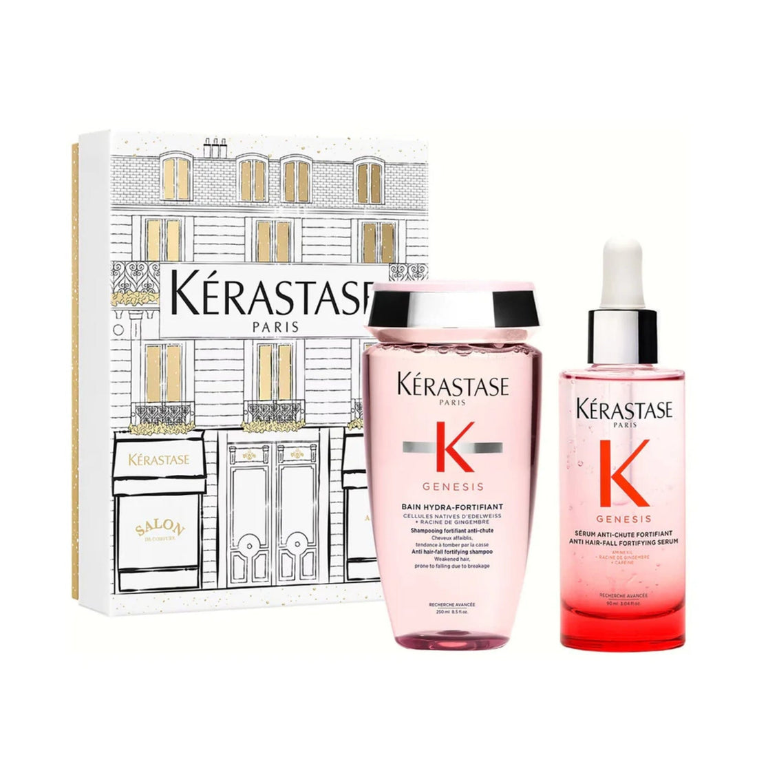 Kérastase Genesis Anti Hair-Fall Shampoo 250ml & Serum 90ml Duo Holiday Gift Set (Thin Hair) - HairMNL