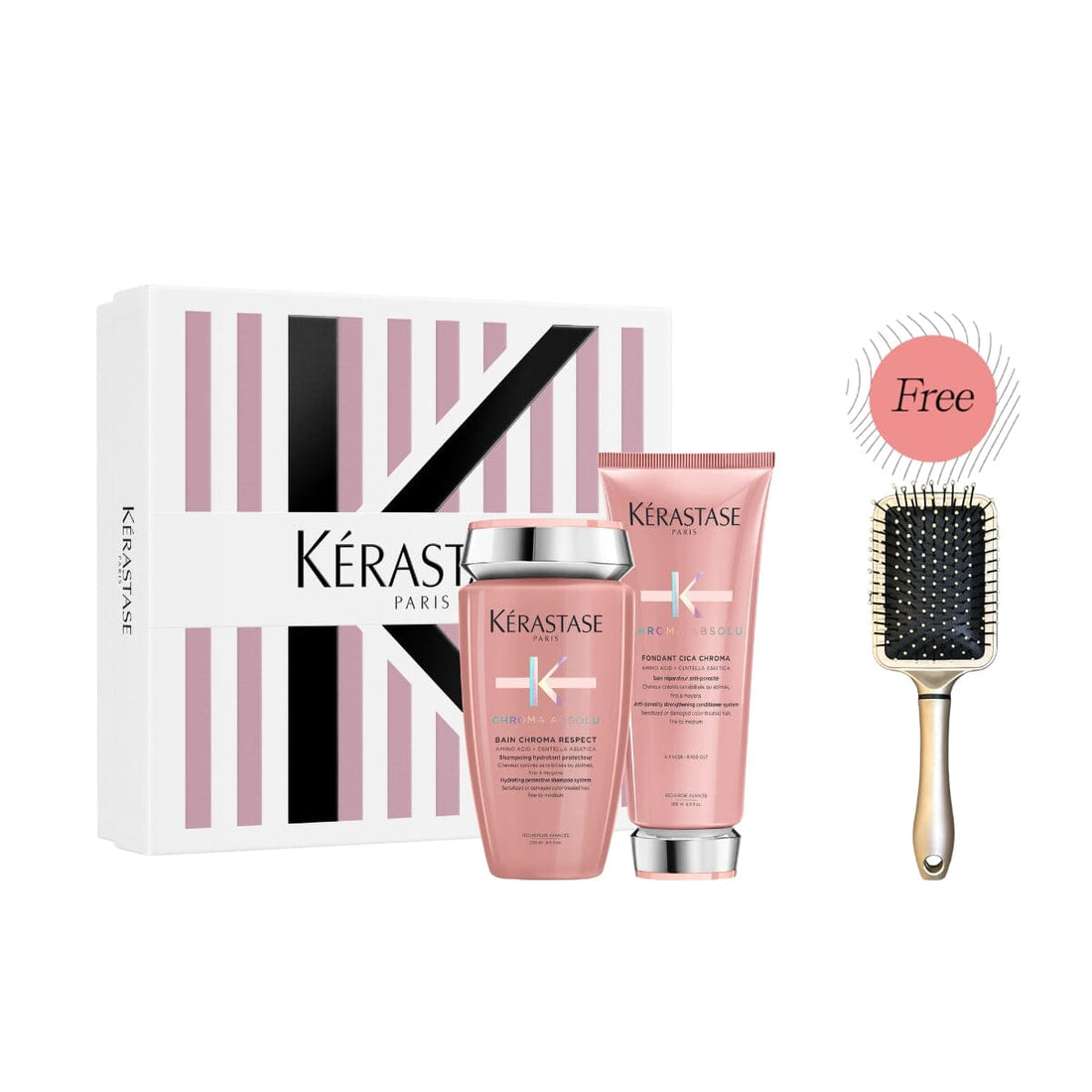 HairMNL KÉRASTASE Kérastase Chroma Absolu Color Care Duo Luxury Gift Set (Thin Hair) FREE Hair Brush Champagne + Gift Set 
