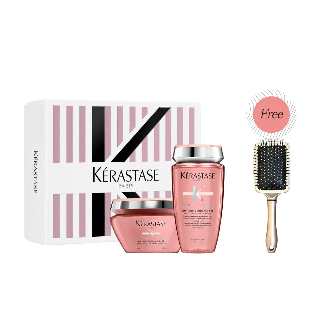 HairMNL KÉRASTASE Kérastase Chroma Absolu Color Care Duo Luxury Gift Set (Thick Hair) FREE Hair Brush Champagne + Gift Set 