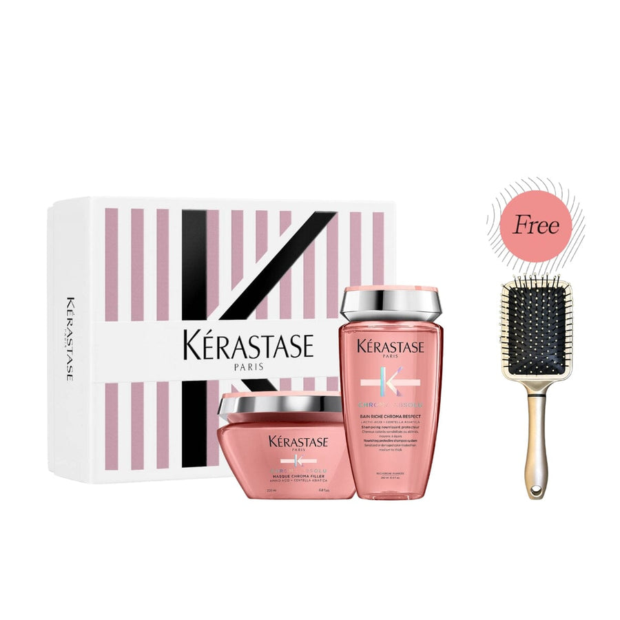 HairMNL KÉRASTASE Kérastase Chroma Absolu Color Care Duo Luxury Gift Set (Thick Hair) FREE Hair Brush Champagne + Gift Set 