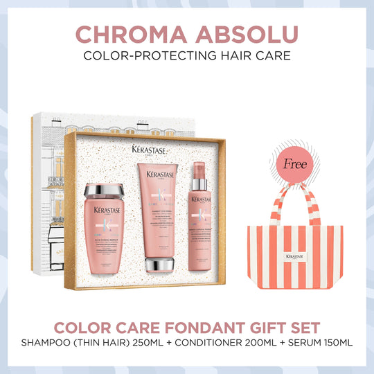 Kérastase Chroma Absolu Sulfate-Free Fondant Gift Set (Thin Hair) with FREE Kérastase Summer Tote Bag - HairMNL