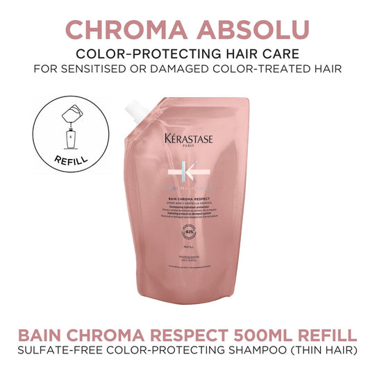 Kérastase Chroma Absolu Sulfate-Free Hydrating Protective Shampoo Refill Pouch (Thin Hair) 500ml