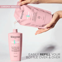 Kérastase Chroma Absolu Sulfate-Free Hydrating Protective Shampoo Refill Pouch (Thin Hair) 500ml